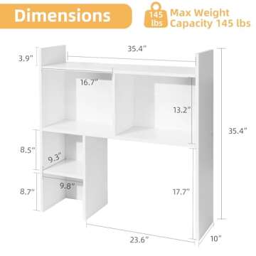 deli Desktop Shelf, Desk Hutch with 5 Shelves for Computer Desk, Desktop 3-Tier Display Rack, Multip...