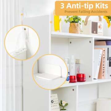 deli Desktop Shelf, Desk Hutch with 5 Shelves for Computer Desk, Desktop 3-Tier Display Rack, Multipurpose Wood Desktop Bookshelf Storage Organizer for Dorm Office Home