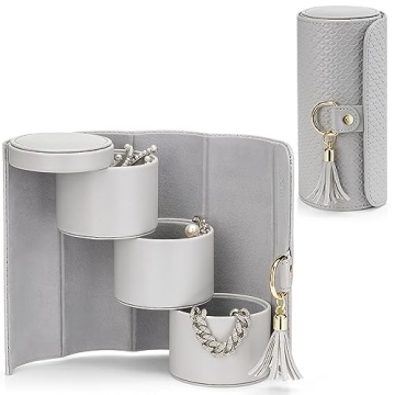 Vlando Gifts 2024 for Women, Girl - Travel Jewelry Oragnizer, 3-Layer Jewelry Storage Box, Travel Es...