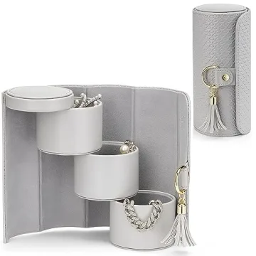 Vlando Gifts 2024 for Women, Girl - Travel Jewelry Oragnizer, 3-Layer Jewelry Storage Box, Travel Es...