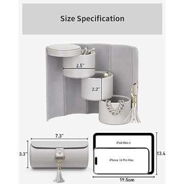 Vlando Gifts 2024 for Women, Girl - Travel Jewelry Oragnizer, 3-Layer Jewelry Storage Box, Travel Essential Accessories for Women, Birthday Gifts for Couples Mom Friends - Grey