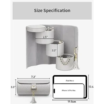 Vlando Gifts 2024 for Women, Girl - Travel Jewelry Oragnizer, 3-Layer Jewelry Storage Box, Travel Essential Accessories for Women, Birthday Gifts for Couples Mom Friends - Grey