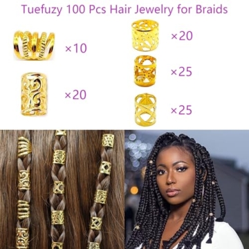 Tuefuzy 100 Pcs Hair Jewelry Braid Metal Decoration