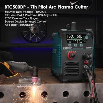 bestarc Plasma Cutter, Non Touch Pilot Arc, Air Sensor Technology, Large Digital Display Screen, BTC500DP 7Gen 50Amps 110/220V Dual Voltage, IGBT Plasma Cutter Machine (BTC500DP 7GEN 110/220V)
