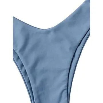 Verdusa Women's Twist Front High Cut Thong Two Piece Bikini Set Swimsuit Slate Blue S