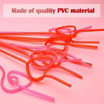40 Pieces Valentines Plastic Straws Heart Shaped Drinking Straws Decorative Heart Straws for Valentine's Day Wedding Party Supplies, Red and Pink