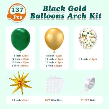 137Pcs Green and Gold Balloon Garland for Events