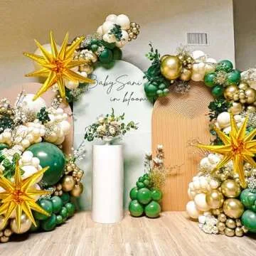 137Pcs Green and Gold Balloon Garland for Events