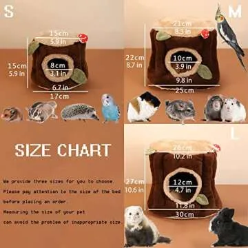 LeerKing Guinea Pig Hideout Tree Trunk Rabbit Cave Bed Rat Hammock Warm Hamster House Cozy Nest Cage Accessory for Bunny Hedgehog Chinchilla