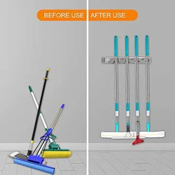 Broom Mop Holder - Wall Mounted Organizer Rack
