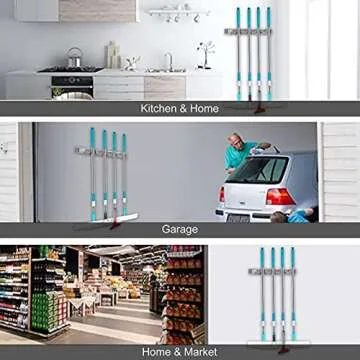 Broom Mop Holder - Wall Mounted Organizer Rack