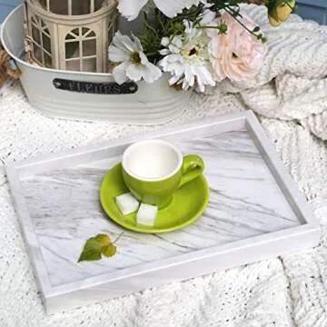 HERFECEAL Natural Marble Tray for Bathroom Kitchen Coffee Table