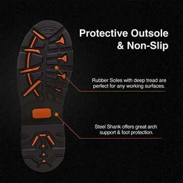 TIDEWE Rubber Work Boot for Men with Steel Toe & Shank, Waterproof Anti Slip Hunting Boot, 6mm Neoprene Hunting Boot, Sturdy Brown Rubber Boot for Manufacturing, Construction, Farming, Size 14