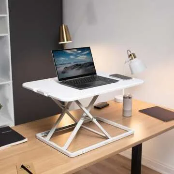 VIVO Ultra-Slim Single Top Height Adjustable Standing Desk Riser, Compact Sit Stand Desktop Converte...