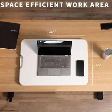 VIVO Ultra-Slim Single Top Height Adjustable Standing Desk Riser, Compact Sit Stand Desktop Converter for Monitor or Laptop, White, DESK-V001JW