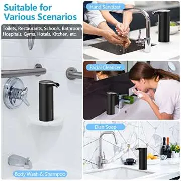 YIKHOM Automatic Liquid Soap Dispenser, Touchless, 5 Level Adjustable Sensor Electric Dish Soap Dispenser, 15.37 oz/450mL Hand Soap Dispenser, USB C Rechargeable for Bathroom Kitchen