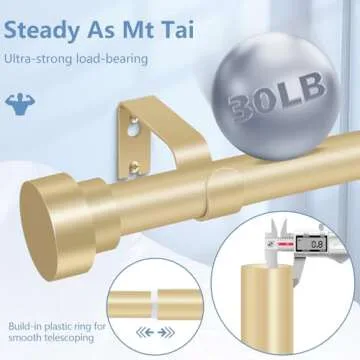 Gold Curtain Rods 28 to 48 Inch Heavy Duty Adjustable