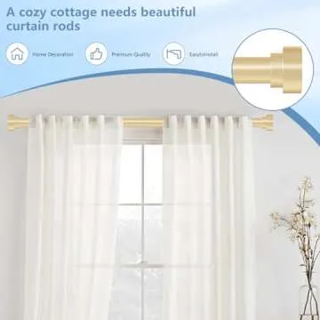 Gold Curtain Rods 28 to 48 Inch Heavy Duty Adjustable