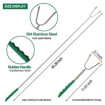 M MCIRCO Marshmallow Roasting Sticks,Set of 12 Pack 45'' Telescoping Smores Skewers Hot Dog Extending Stainless Steel Forks for Camping, Campfire, Bonfire Kids, Multicolor,Include 20 Bamboo Skewers