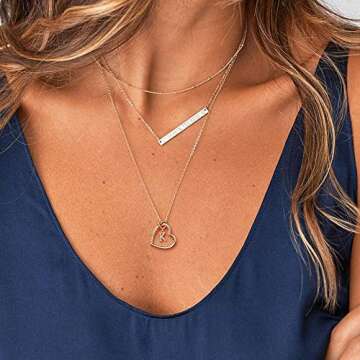 M MOOHAM Gold Initial Necklace for Women, Initial D Necklace for Women Letter Necklace Initial Necklace Gifts Cute Necklaces for Teen Girls Jewelry for Teen Girls Heart Necklace Gifts for Teen Girls
