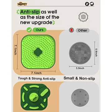 HOPET Licking Mat for Dogs Crate, Interactive Large 7.1" Size Lick Mats for Boredom Relief & Anxiety Reduction, Soft & Safe Peanut Butter Lick Pad for Training(Square-Shaped)