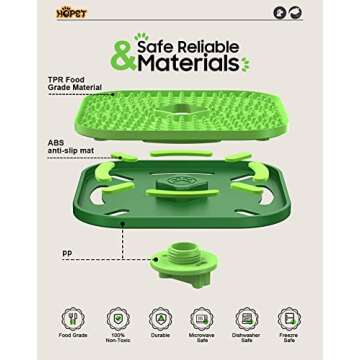 HOPET Licking Mat for Dogs Crate, Interactive Large 7.1" Size Lick Mats for Boredom Relief & Anxiety Reduction, Soft & Safe Peanut Butter Lick Pad for Training(Square-Shaped)
