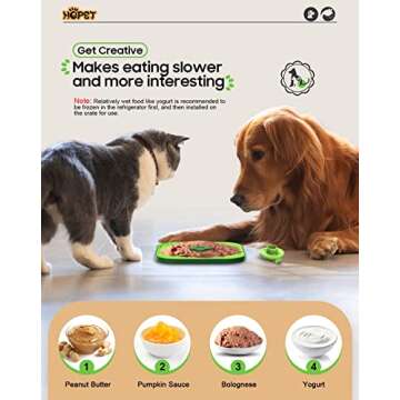 HOPET Licking Mat for Dogs Crate, Interactive Large 7.1" Size Lick Mats for Boredom Relief & Anxiety Reduction, Soft & Safe Peanut Butter Lick Pad for Training(Square-Shaped)