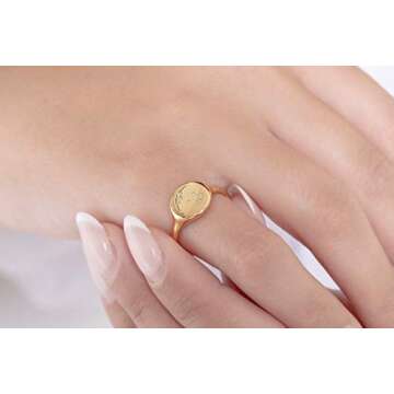 Elegant Jewel Box Women's Constellation ring in solid Gold 9k, 14k, & 18k, custom Zodiac chevalier ring, Signet ring with Constellation symbols, Personalized Birthday gift, RN377 stars