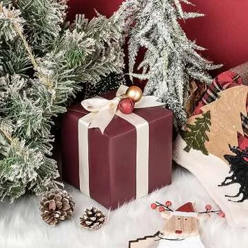 RUSPEPA Wine Red Wrapping Paper Solid Color- Mini Roll - for Christmas, Wedding, Birthday, Shower, Congrats, and Holiday - 17 Inches X 32.8 Feet