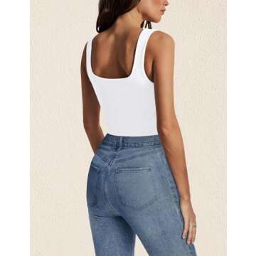 KEEPBEAUTY Womens Tank Tops Dressy Summer Sleeveless Shirts Sexy Square Neck Double Lined Fitted Tops T Shirts Blouses White XS