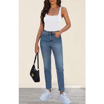 KEEPBEAUTY Womens Tank Tops Dressy Summer Sleeveless Shirts Sexy Square Neck Double Lined Fitted Tops T Shirts Blouses White XS