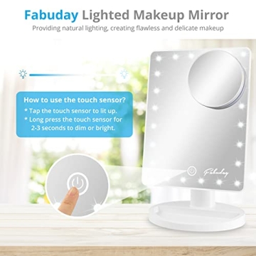 Fabuday Lighted Makeup Mirror with Detachable Magnification