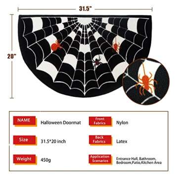 YURSOOKUI Halloween Door Mat 31.5"x 20" Large Halloween Rug Spider Welcome Mat Halloween Kitchen Mat...