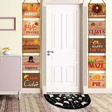 YURSOOKUI Halloween Door Mat 31.5"x 20" Large Halloween Rug Spider Welcome Mat Halloween Kitchen Mat Bathroom Rug Halloween Decorations