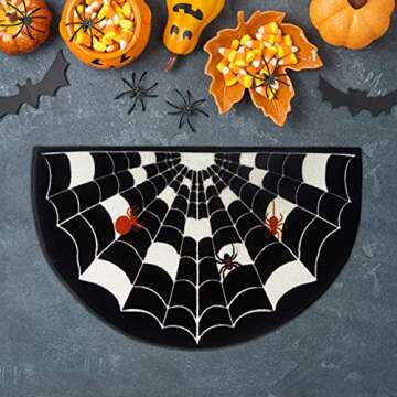 YURSOOKUI Halloween Door Mat 31.5"x 20" Large Halloween Rug Spider Welcome Mat Halloween Kitchen Mat Bathroom Rug Halloween Decorations