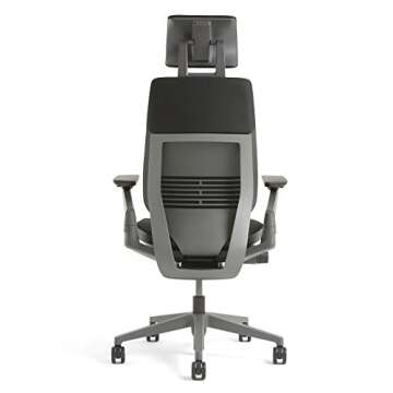 Steelcase Gesture Office Desk Chair with Headrest Plus Lumbar Support Cogent Connect Licorice 5S26 Fabric Standard Black Frame