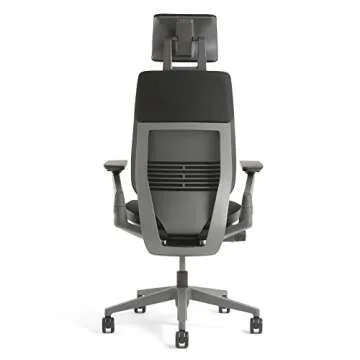Steelcase Gesture Office Desk Chair with Headrest Plus Lumbar Support Cogent Connect Licorice 5S26 Fabric Standard Black Frame