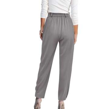 BTFBM Women's 2025 Casual Button Down Pants Elastic High Waist Business Work Trousers Long Straight ...