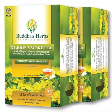 St. John’s Wort Tea (Pack of 2, 44 Tea Bags) - No Caffeine Flavored Tea w/Hypericum Perforatum Lea...