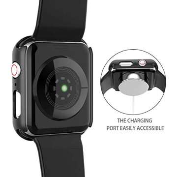 Misxi 2 Pack Hard PC Case with Tempered Glass Screen Protector Compatible with Apple Watch SE 2 (2024) SE Series 6 Series 5 Series 4 40mm- Black