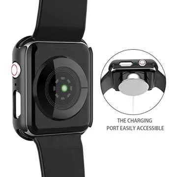 Misxi 2 Pack Hard PC Case with Tempered Glass Screen Protector Compatible with Apple Watch SE 2 (2024) SE Series 6 Series 5 Series 4 40mm- Black