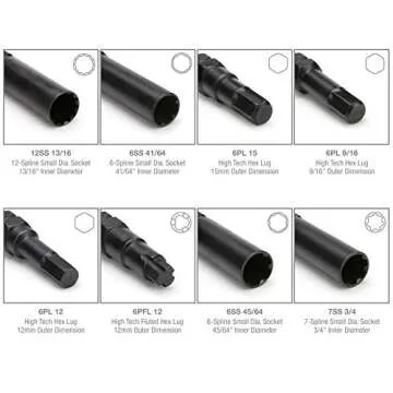 Steelman Pro - 78537 16-Piece Locking Lug Nut Master Key Set for Auto Mechanics Variety of Spline Star and Hex Style Keys Thin-Walled/Extra-Long Lug Keys to Prevent Damage to Wheels Double-Hex Heads