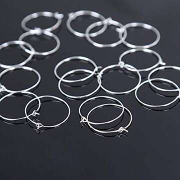 Heirtronic 100 Silver Plated Wine Glass Charm Rings - DIY Craft