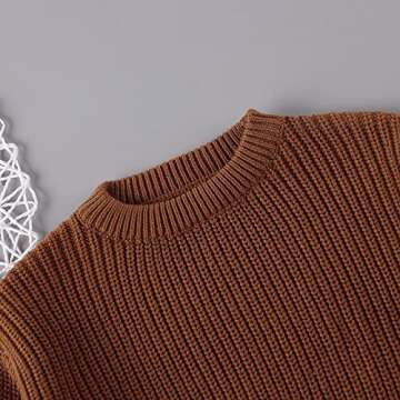 Toddler Baby Girl Boy Knit Sweater Pullover Sweatshirt Warm Long Sleeve Shirt Tops Outfit Fall Winter Clothes (Brown, 3T(100))