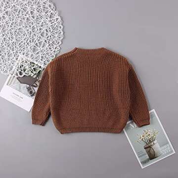 Toddler Baby Girl Boy Knit Sweater Pullover Sweatshirt Warm Long Sleeve Shirt Tops Outfit Fall Winter Clothes (Brown, 3T(100))