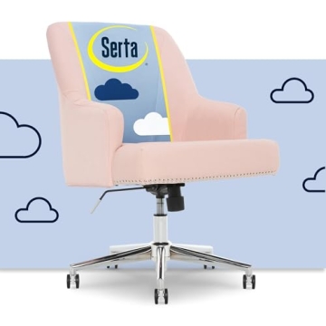 Serta Leighton Home Office Chair - Stylish Memory Foam Accent Chair with Chrome Base