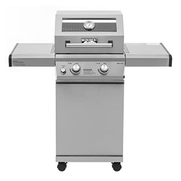 Monument Grills 14633 2-Burner Stainless Steel Liquid Propane Gas Grill with Clearview® Lid, Knob C...