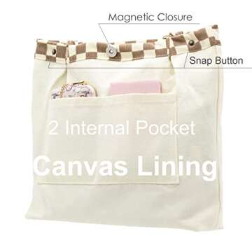 PAZIMIIK Corduroy Tote Bags for Women Reusable Grocery Shopping Shoulder Go-to Everyday Bag with Can...