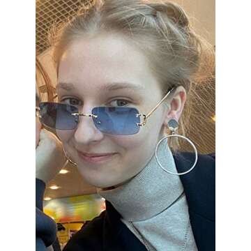 SDINM Rimless Sunglasses for Men Women Fashion Small Narrow Rectangle Sun Glasses Shades 90s Eyewear...