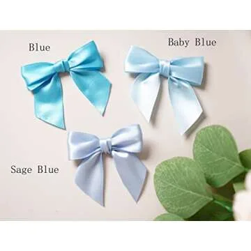 Rainbow Pana Baby Blue Twist Tie Bows 120 Pack 3"